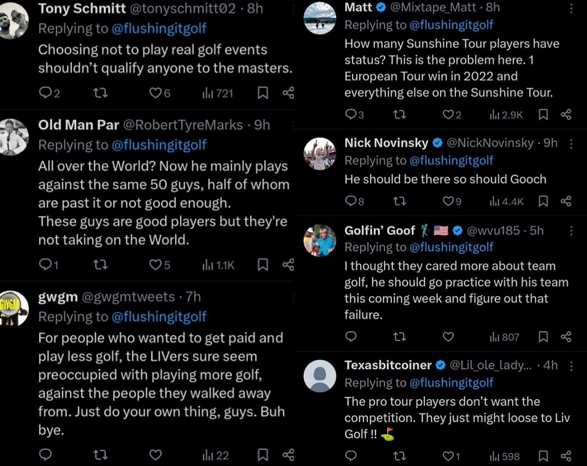 Fans reactions (Image via X/@@flushingitgolf)